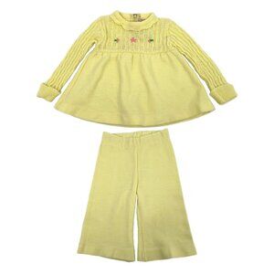Little World Yellow Vintage Embroidered Knit Matching Set | Size OS Baby